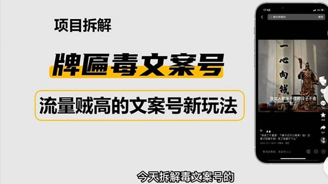 2023抖音快手毒文案新玩法，牌匾文案号，起号快易变现-创途网