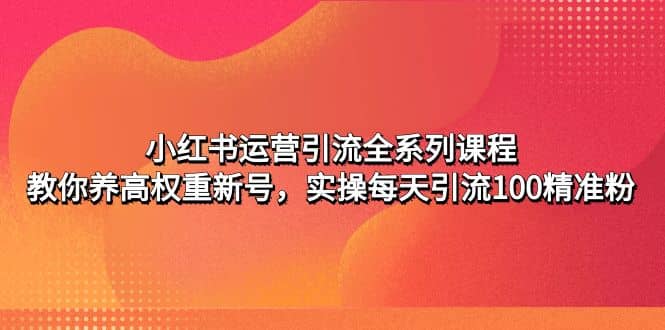 小红书运营引流全系列课程：教你养高权重新号-创途网