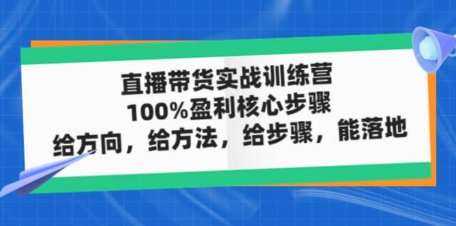 直播带货实战训练营：100%盈利核心步骤，给方向，给方法，给步骤，能落地-创途网