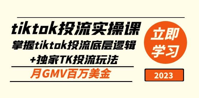 tiktok投流实操课：掌握tiktok投流底层逻辑+独家TK投流玩法-创途网