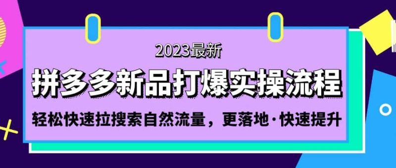 拼多多-新品打爆实操流程：轻松快速拉搜索自然流量，更落地·快速提升-创途网