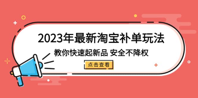 2023年最新淘宝补单玩法，教你快速起·新品，安全·不降权（18课时）-创途网
