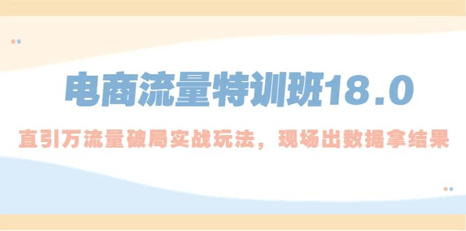 电商流量特训班18.0，直引万流量破局实操玩法，现场出数据拿结果-创途网