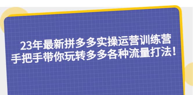 23年最新拼多多实操运营训练营：手把手带你玩转多多各种流量打法！-创途网
