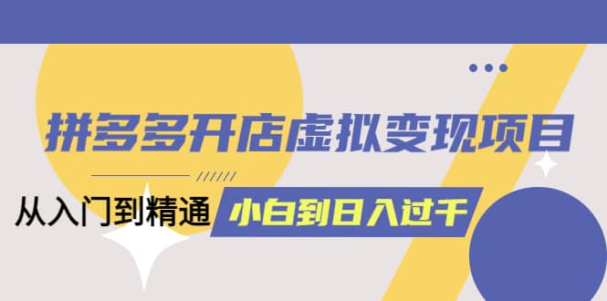 拼多多开店虚拟变现项目：入门到精通 从小白到日入1000（完整版）4月10更新-创途网