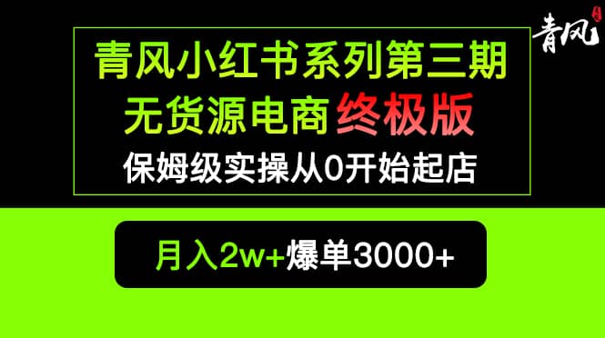 小红书无货源电商爆单终极版【视频教程+实战手册】保姆级实操从0起店爆单-创途网