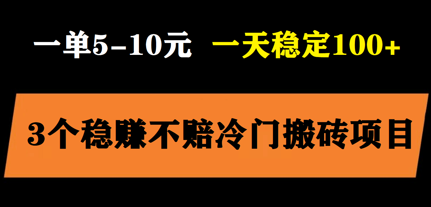 3个最新稳定的冷门搬砖项目，小白无脑照抄当日变现日入过百-创途网