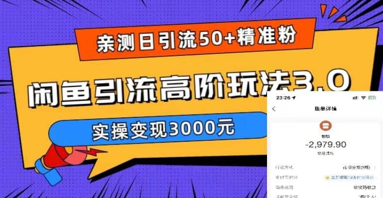 实测日引50+精准粉，闲鱼引流高阶玩法3.0，实操变现3000元-创途网