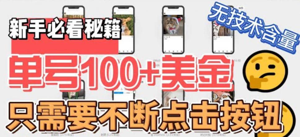 最新无脑只需不断点击按钮，单号100美金暴利项目，可批量操作-创途网