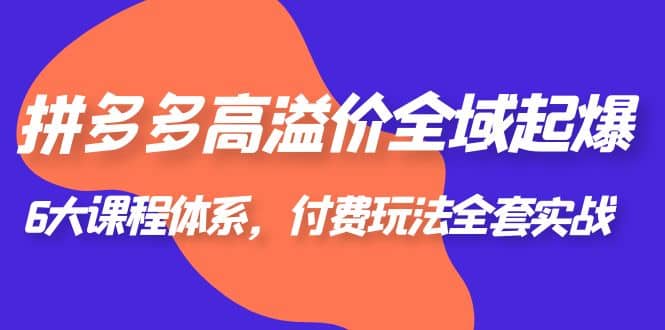 拼多多-高溢价 全域 起爆，6大课程体系，付费玩法全套实战-创途网