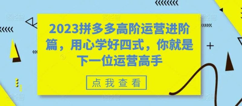 2023拼多多高阶运营进阶篇，用心学好四式，你就是下一位运营高手-创途网
