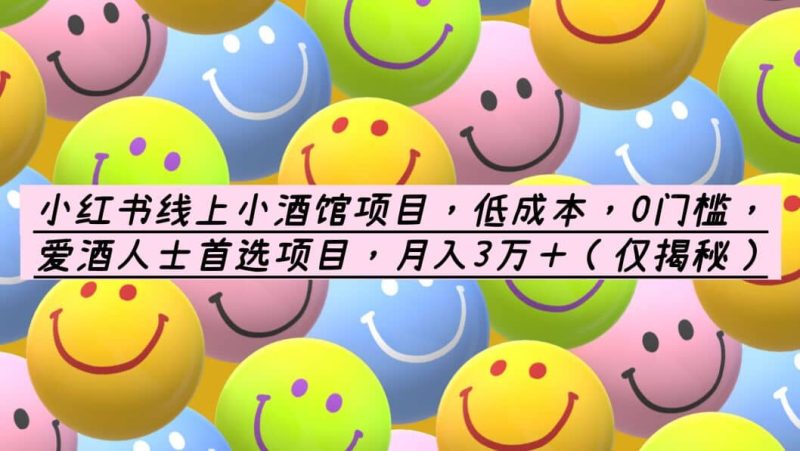 小红书线上小酒馆项目，低成本，0门槛，爱酒人士首选项目，月入3万＋-创途网