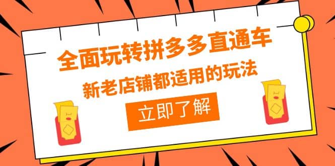 全面玩转拼多多直通车，新老店铺都适用的玩法（12节精华课）-创途网