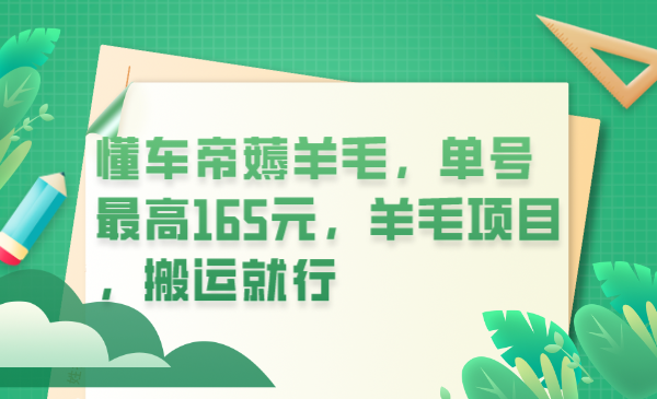 懂车帝薅羊毛，单号最高165元，羊毛项目，搬运就行-创途网