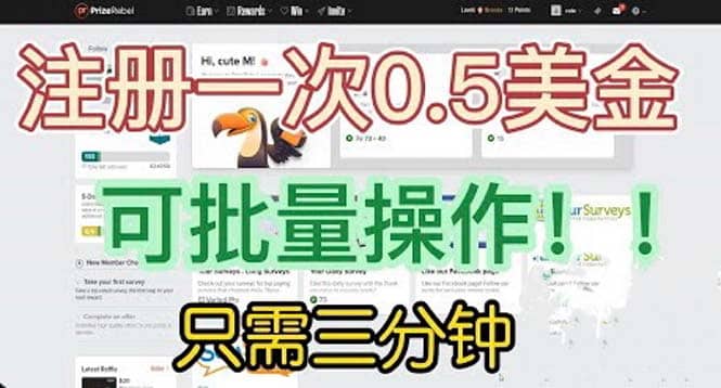 国外项目注册一次0.5美金 只需三分钟无脑操作 可批量放大 小白工作室福利-创途网