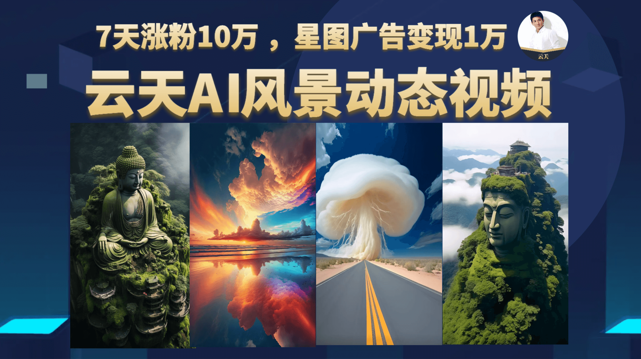 云天AI风景动图视频制作，7天涨粉10万 ，星图广告变现1万-创途网