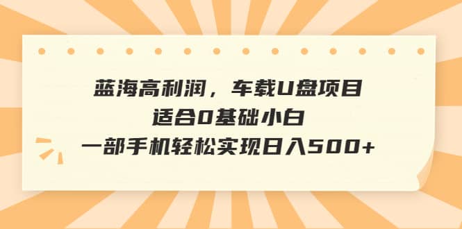 蓝海高利润，车载U盘项目，适合0基础小白，一部手机轻松实现日入500+-创途网