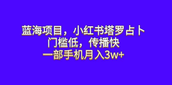 蓝海项目，小红书塔罗占卜，门槛低，传播快，一部手机月入3w+-创途网