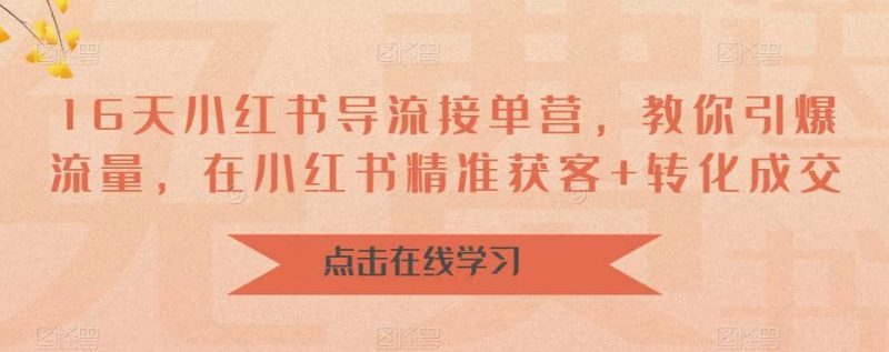 16天-小红书 导流接单营,教你引爆流量,在小红书精准获客+转化成交-创途网