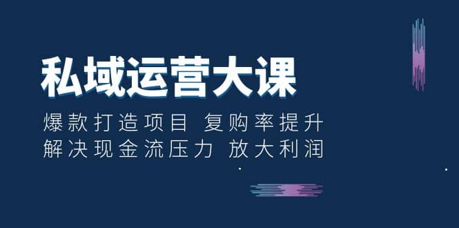 私域运营大课：爆款打造项目 复购率提升 解决现金流压力 放大利润-创途网