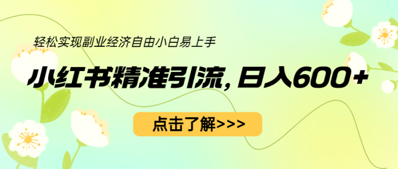 小红书精准引流,小白日入600+,轻松实现副业经济自由(教程+1153G资源)-创途网