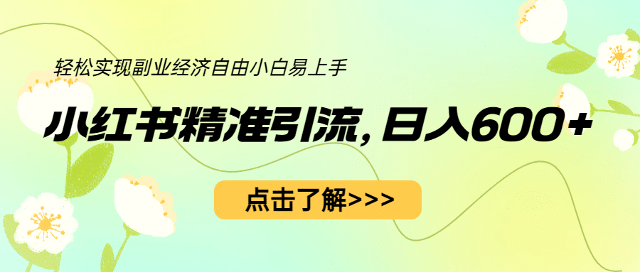 小红书精准引流，小白日入600+，轻松实现副业经济自由（教程+1153G资源）-创途网