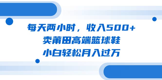 每天两小时，收入500+，卖莆田高端篮球鞋，小白轻松月入过万（教程+素材）-创途网