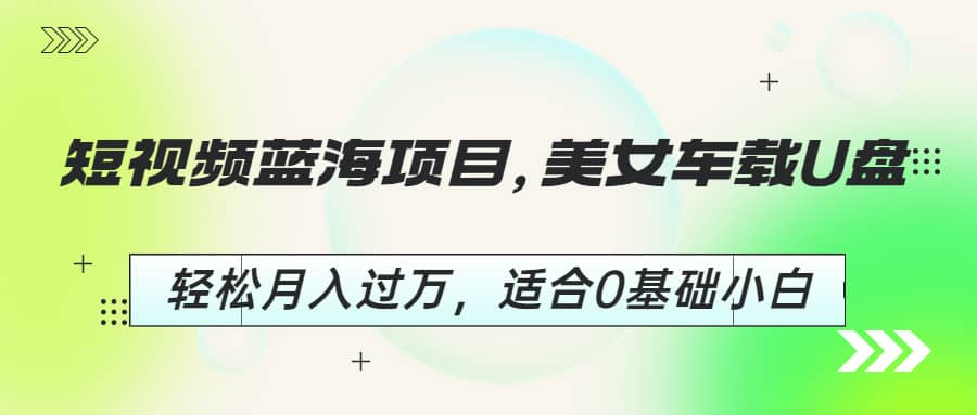 短视频蓝海项目，美女车载U盘，轻松月入过万，适合0基础小白-创途网