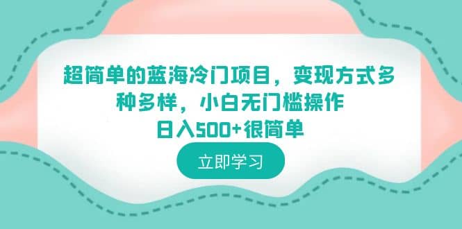 超简单的蓝海冷门项目，变现方式多种多样，小白无门槛操作日入500+很简单-创途网