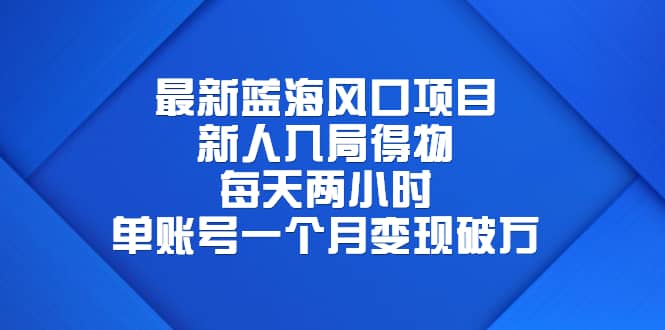 最新蓝海风口项目，新人入局得物，每天两小时，单账号一个月变现破万-创途网