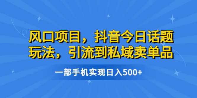 风口项目，抖音今日话题玩法，引流到私域卖单品，一部手机实现日入500+-创途网