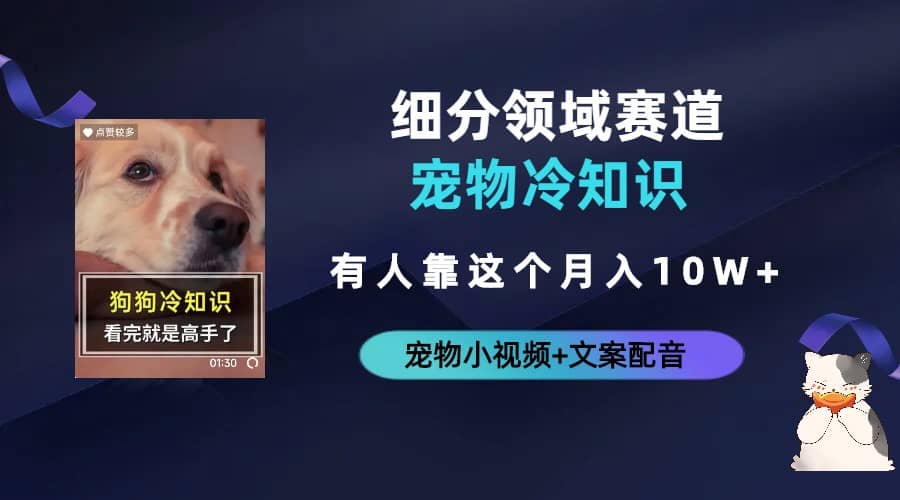 不起眼的抖音细分赛道-宠物冷知识，一段宠物视频配文案，有人靠这个月入10w-创途网