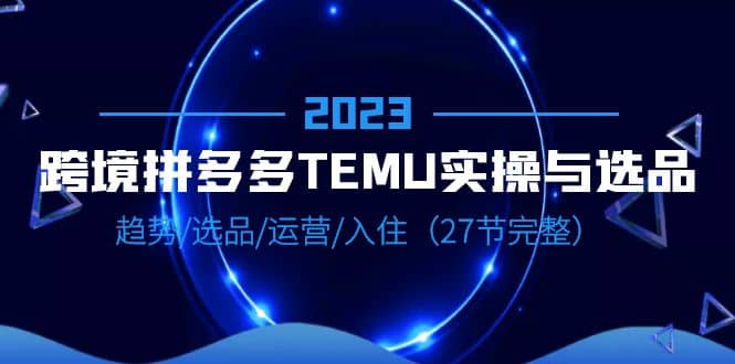 2023跨境·拼多多·TEMU实操与选品，趋势·选品·运营·入住（27节完整）-创途网