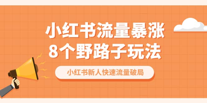 小红书流量-暴涨8个野路子玩法：小红书新人快速流量破局（8节课）-创途网
