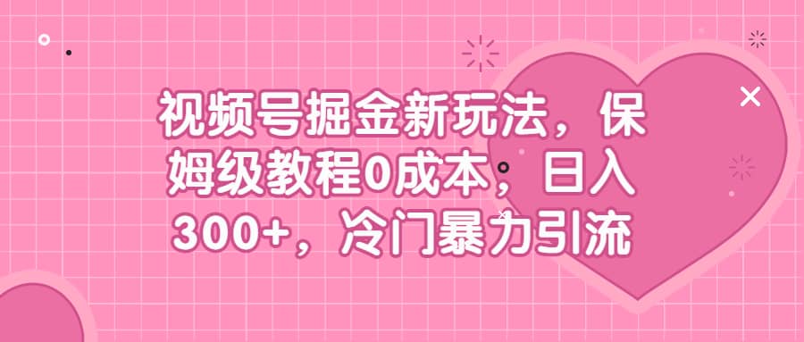 视频号掘金新玩法，保姆级教程0成本，日入300+，冷门暴力引流-创途网