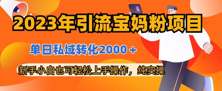 2023年引流宝妈粉项目，单日私域转化2000＋，新手小白也可轻松上手操作，纯实操-创途网