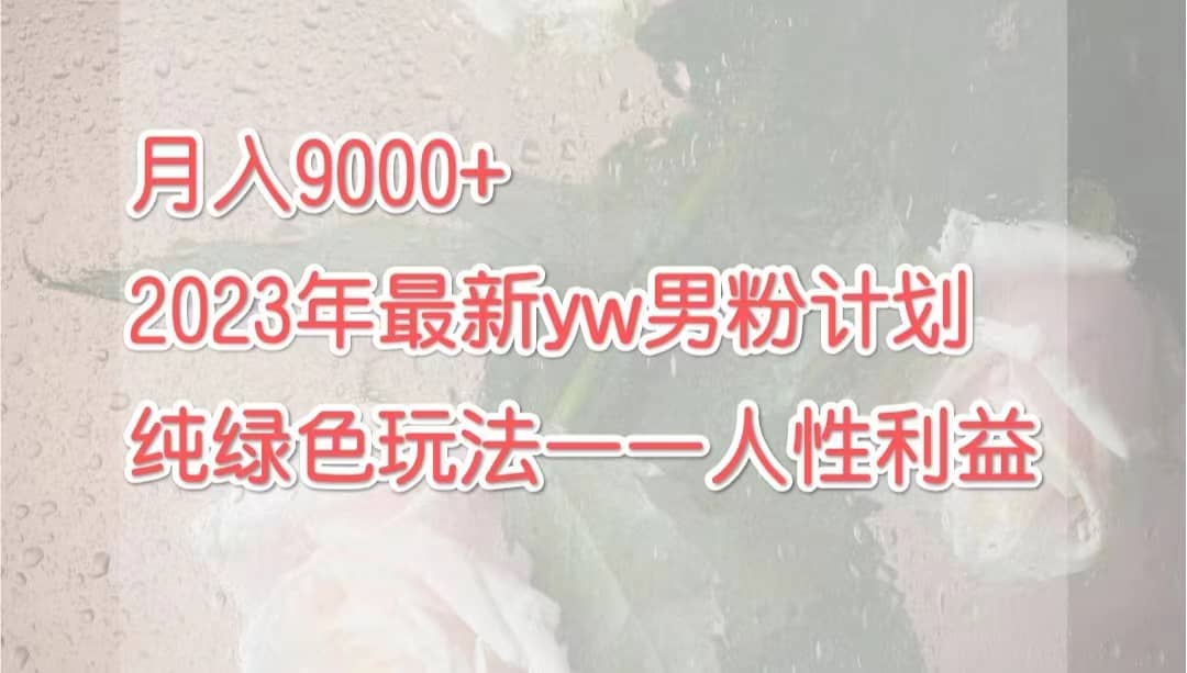 月入9000+2023年9月最新yw男粉计划绿色玩法——人性之利益-创途网