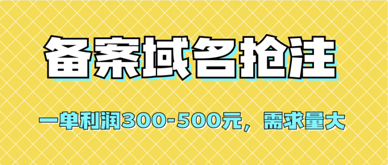 【全网首发】备案域名抢注，一单利润300-500元，需求量大-创途网