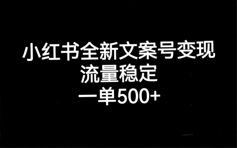 小红书全新文案号变现，流量稳定，一单收入500+-创途网