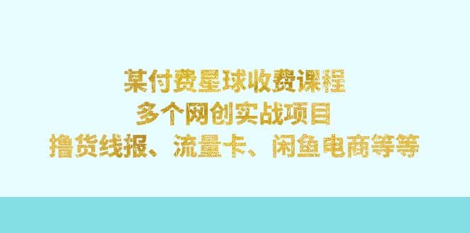 某付费星球课程：多个网创实战项目，撸货线报、流量卡、闲鱼电商等等-创途网
