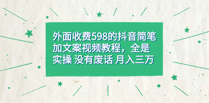 外面收费598抖音简笔加文案教程，全是实操 没有废话 月入三万（教程+资料）-创途网