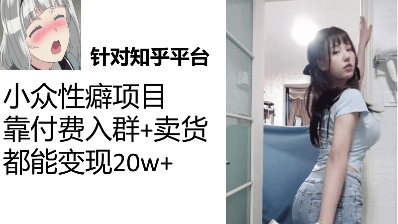 知乎小众性癖项目，Lsp的钱才是最好赚的，付费建群+卖货变现20w-创途网