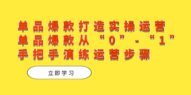 单品爆款打造实操运营，单品爆款从“0”-“1”手把手演练运营步骤-创途网