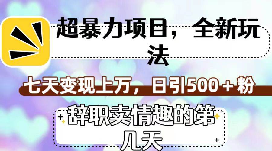 超暴利项目，全新玩法（辞职卖情趣的第几天），七天变现上万，日引500+粉-创途网