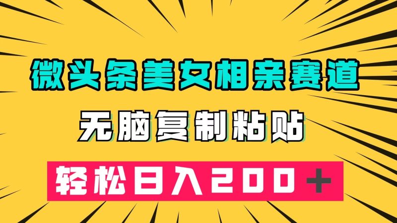 微头条冷门美女相亲赛道，无脑复制粘贴，轻松日入200＋-创途网