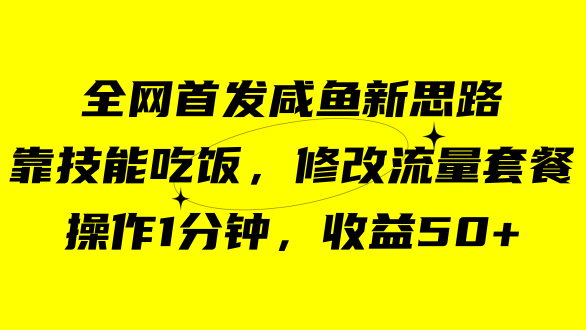 咸鱼冷门新玩法，靠“技能吃饭”，修改流量套餐，操作1分钟，收益50+-创途网