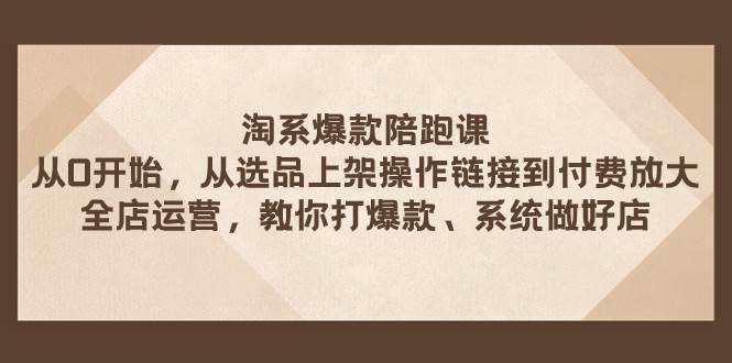 淘系爆款陪跑课 从选品上架操作链接到付费放大 全店运营 打爆款 系统做好店-创途网