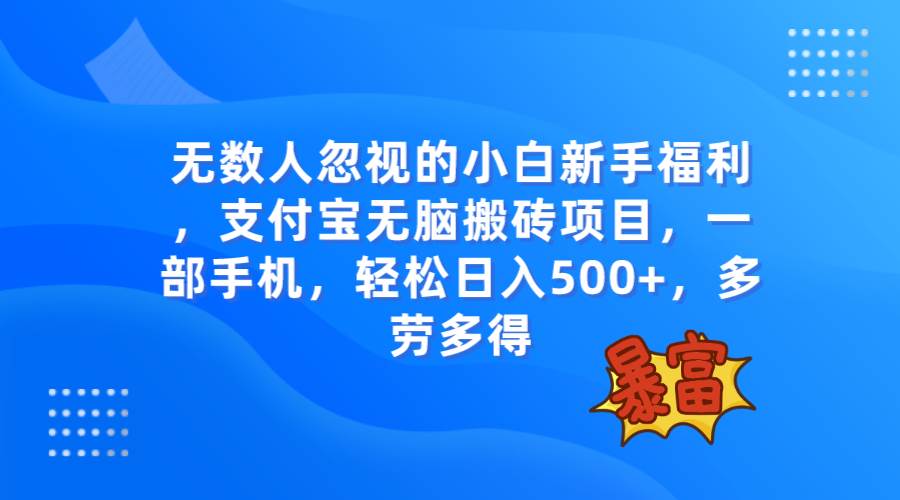 无数人忽视的项目，支付宝无脑搬砖项目，一部手机即可操作，轻松日入500+-创途网