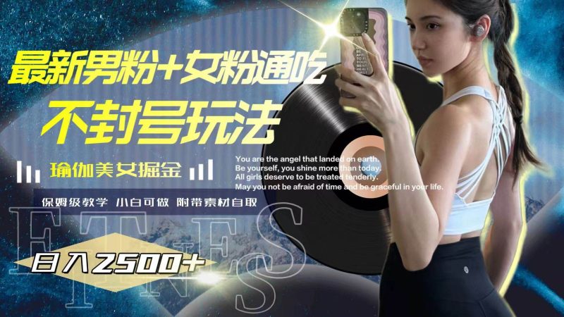 最新男粉+女粉通吃不封号玩法瑜伽美女掘金，日入2500+-创途网