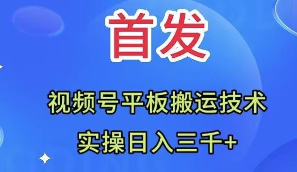 全网首发：视频号平板搬运技术，实操日入三千＋-创途网